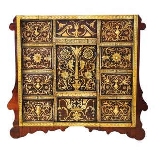 18th Century Baroque Inlaid Coin Cabinet For Sale