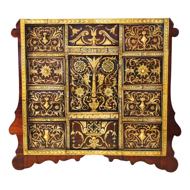 18th Century Baroque Inlaid Coin Cabinet For Sale