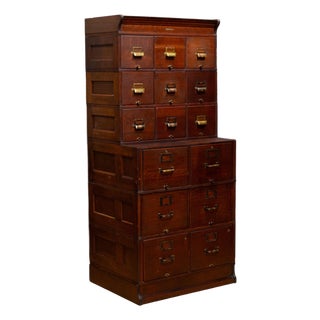 Monumental Mahogany Yawman and Erbe 15 Drawer Modular File Cabinet c.1910 For Sale
