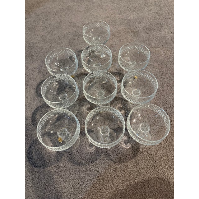 Mid 20th Century Mid 20th Century Cut Crystal Champagne Coupe Glasses With Diamond Patterns - Set of 10 For Sale - Image 5 of 5