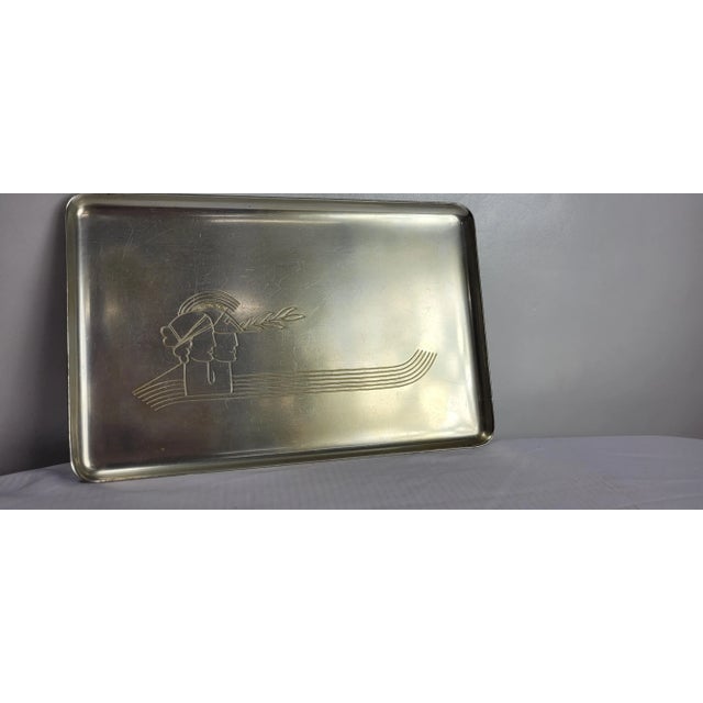 1940s 1940s Art Deco Bust Aluminum Tray Barware Server Coffee Table Art Display For Sale - Image 5 of 6