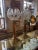 Victorian Pair of Mid 20th Century Brass and Marble With Cut Crystal Open Globe Torchiere Buffet Lamps For Sale - Image 3 of 12