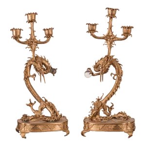 Meiji Dragon Candelabras - a Pair