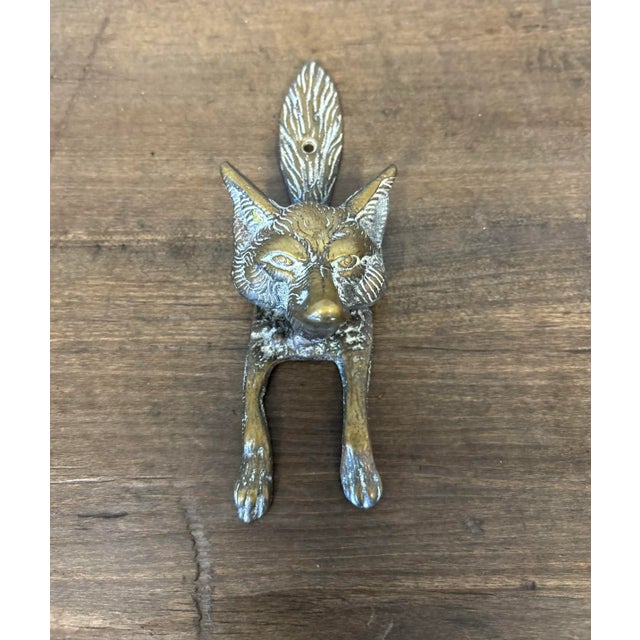 Vintage English Brass Fox Door Knocker For Sale - Image 4 of 5