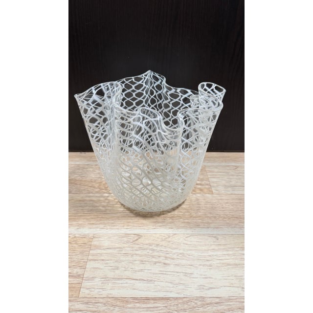 Art Nouveau Fulvio Bianconi/Paolo Venini for Murano Large Fazzoletto Art Glass Vase For Sale - Image 3 of 11
