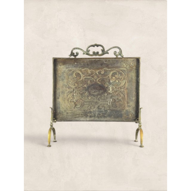 Early 20th Century Antique English Art Deco Brass Fireplace Guard For Sale - Image 5 of 5