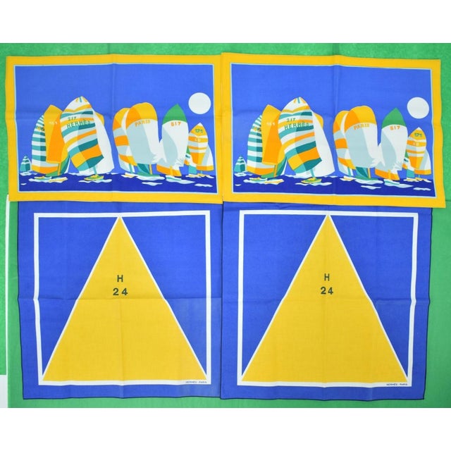 Late 20th Century Hermès Paris Cotton Nautical Placemats & Napkins Boxed Set- 4 Pieces For Sale - Image 5 of 12