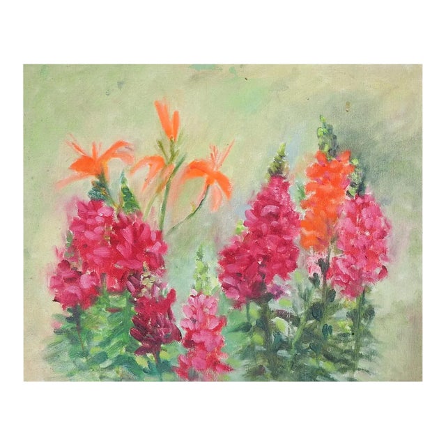 Late 20th Century Flower Garden Painting For Sale