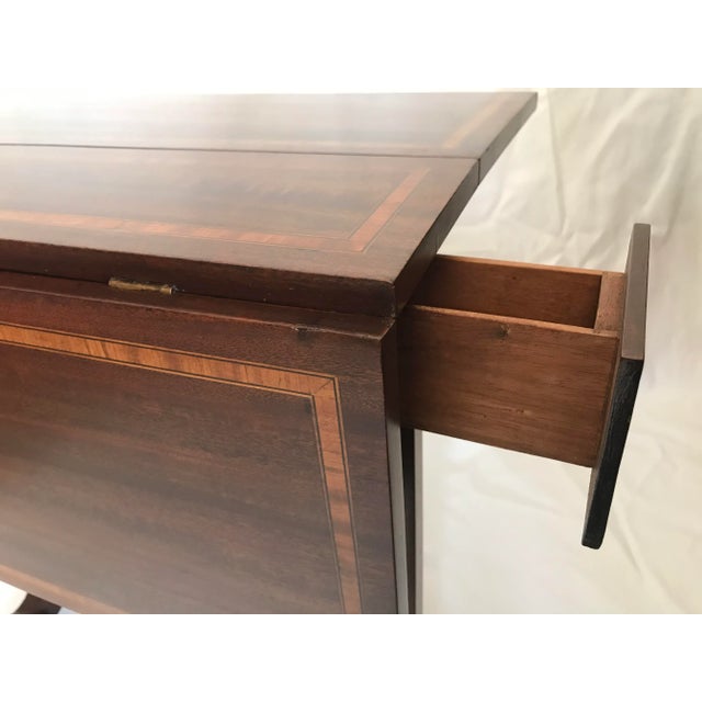 19th Century Inlaid Drop Leaf Table With Secret Compartment For Sale - Image 10 of 13