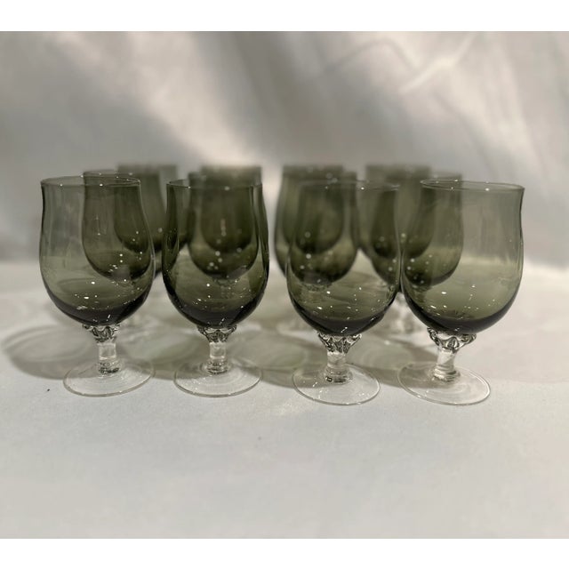 1960s Mid-Century Sasaki Smoked Crystal Bar Glasses- Set of 24 For Sale In Detroit - Image 6 of 8