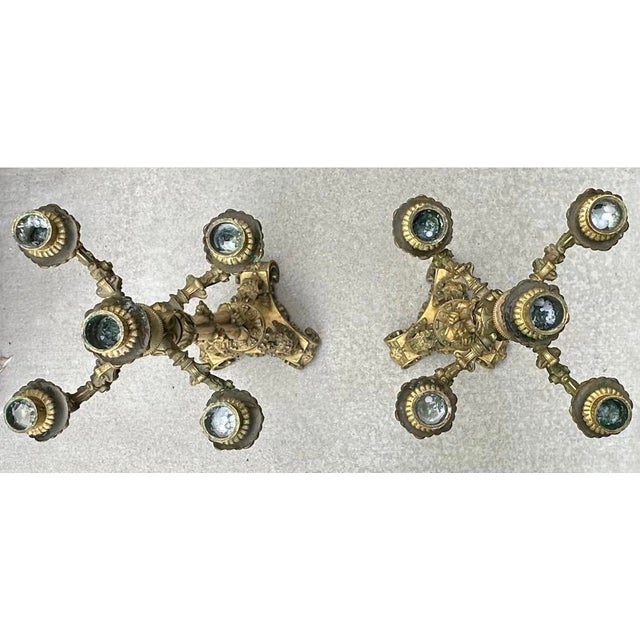 Exceptional Pair of French Restoration Period Gilt Bronze 5-Light Candelabras France, Circa 1830 For Sale - Image 16 of 18