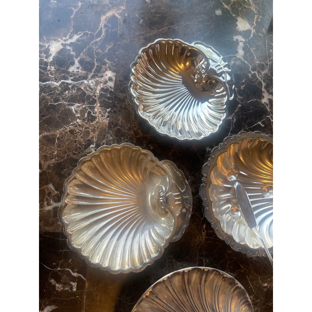 Vintage Silver & Glass Shell Caviar Dish Set - 7 pcs For Sale - Image 14 of 18