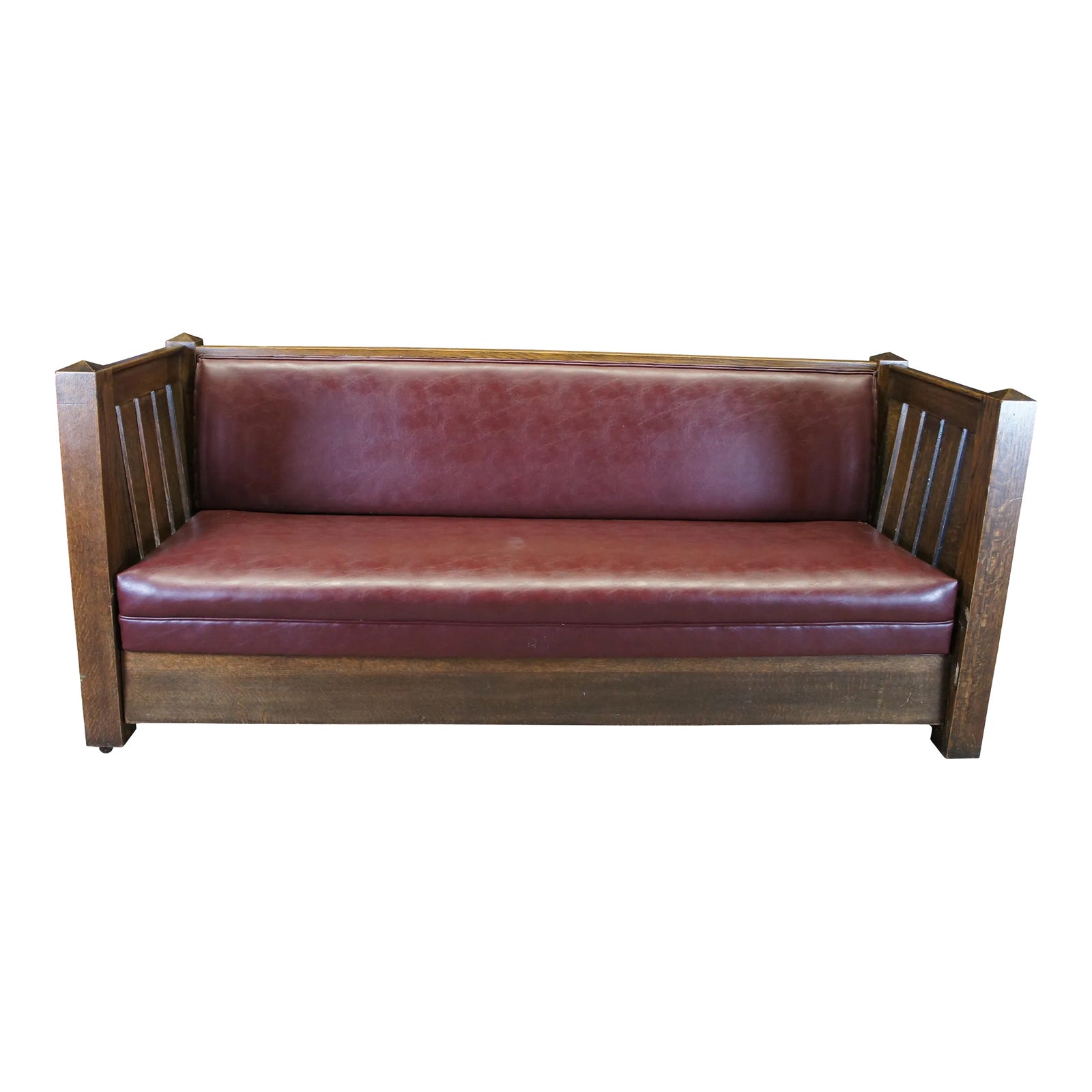 Late 19th Century Antique Kroehler Mission Quartersawn Oak Sofa Couch