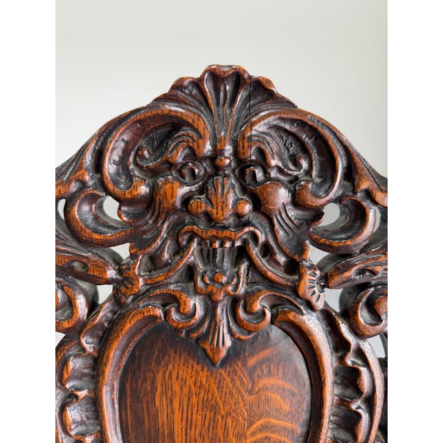 Early 20th Century Stickley and Brandt Carved Oak Renaissance Style Side Chair For Sale - Image 9 of 12