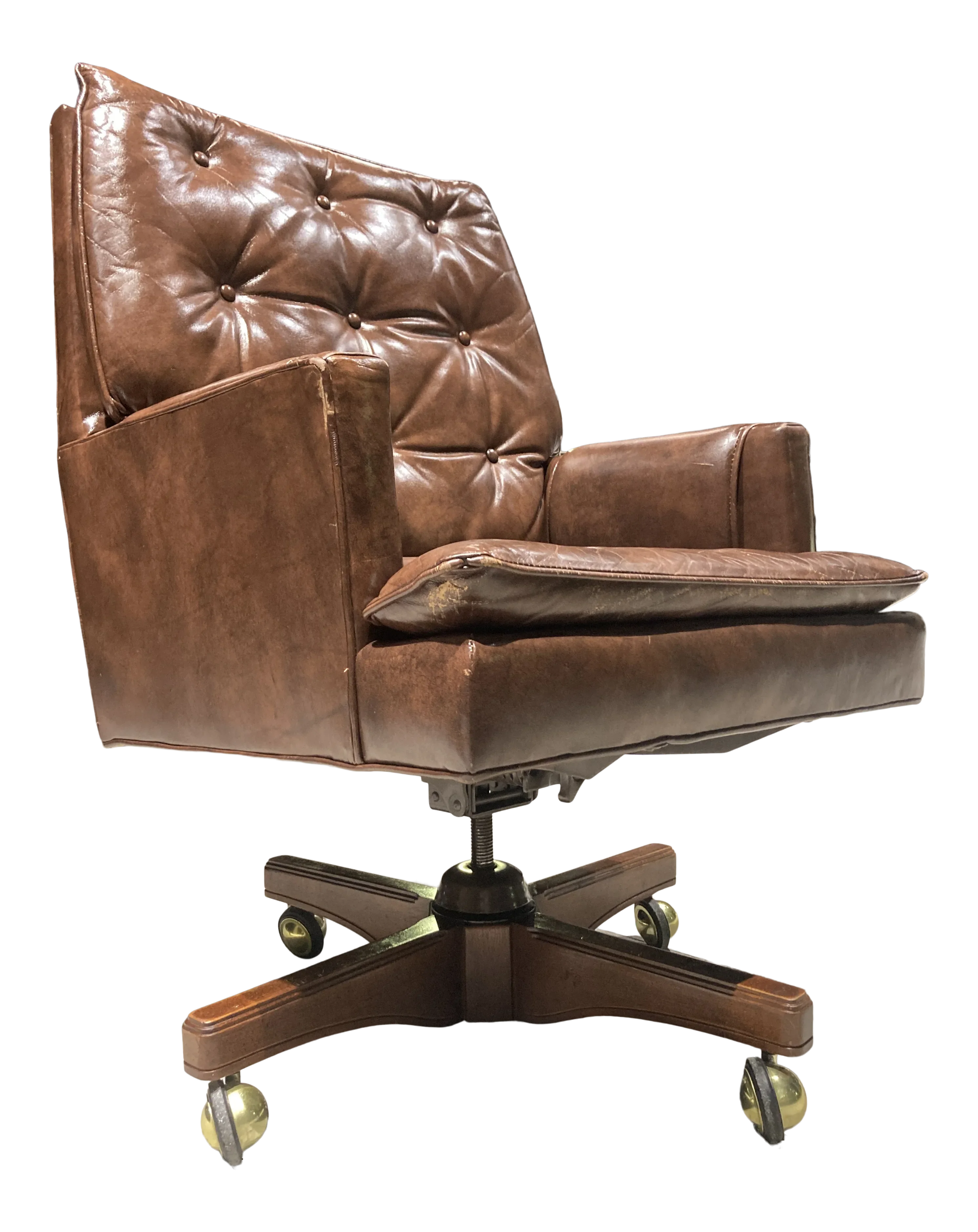 Swivel-Tilt Tufted Leather High-Back Executive Chair | Chairish, image size:2982x3757