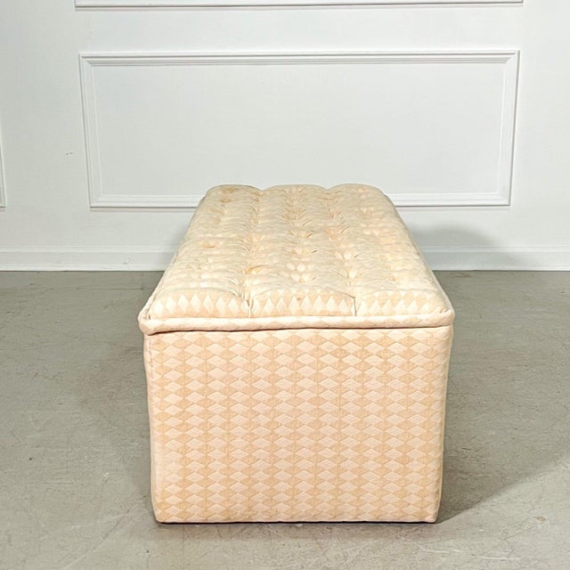 Mid-Century Modern 1970's Textural Neutral Tufted Bench For Sale - Image 3 of 7