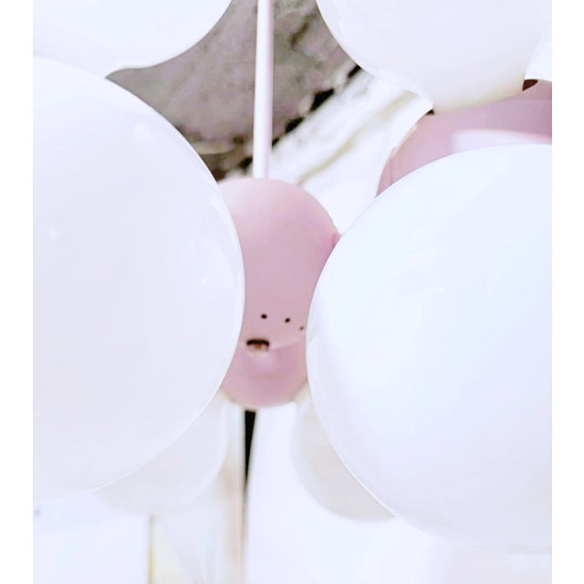 Metal Mid-Century Pink Atomic Pendant Light Fixture For Sale - Image 7 of 12