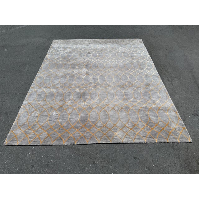 Gray 7ft 7in × 9ft 8in Bashian Greenwich Gray + Gold Geometric Area Rug For Sale - Image 8 of 9