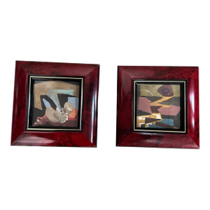 1940’s Two Original Abstract Expressionist Watercolor Paintings- Set of Two