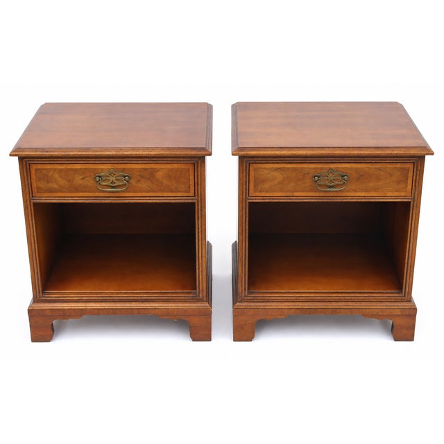 1980s Pair of Henredon Wood Nightstands With Open Shelves For Sale - Image 12 of 12