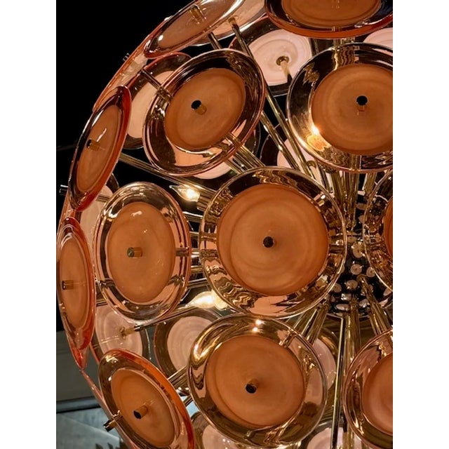 2000 - 2009 Murano PAle Orange Disc Sputnik Chandelier For Sale - Image 5 of 7