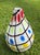 Vintage 11” Graphic Grid Pattern Art Glass Vase For Sale - Image 4 of 11