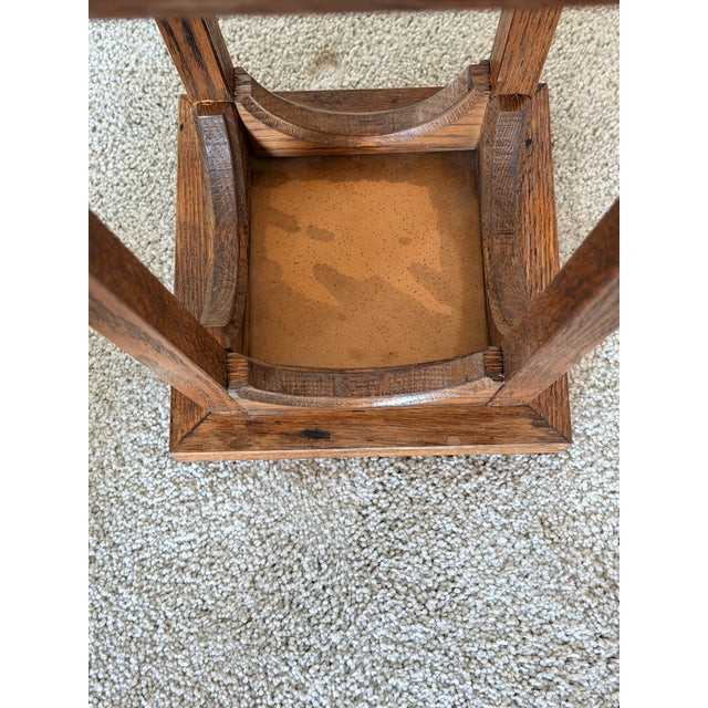 Arts and Crafts Oak Tile Top Table, Plant Stand For Sale - Image 9 of 11