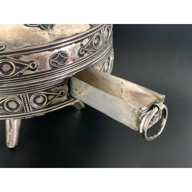 Vintage Yemeni Concertina Lantern Tinned Filigree Accordion Hanging Lamp Jeweled For Sale - Image 15 of 17