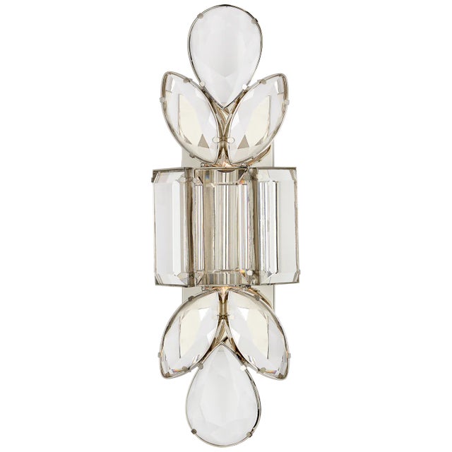 Kate Spade New York for Visual Comfort Signature Lloyd Large Jeweled Sconce in Nickel with Clear Crystal For Sale
