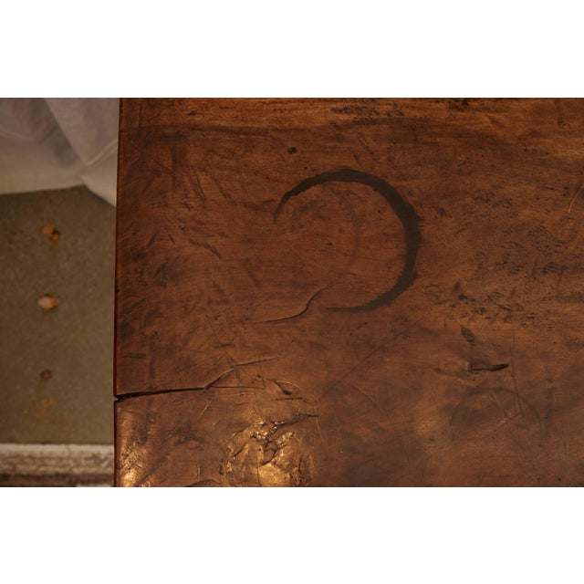 18th C. Spanish Beautifully Rustic Carved-Wood Trestle-Leg Table With Drawers For Sale - Image 4 of 6