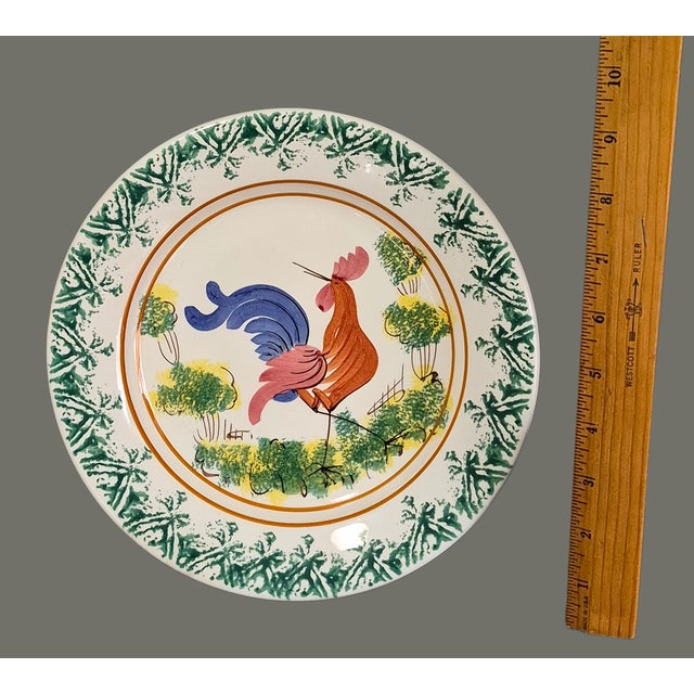 Rustic European Vintage Rustic Italian Hand Painted Rooster 9.75'' Wall Hanging Plate For Sale - Image 3 of 8