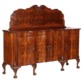 Antique Early 20th Century Venetian Baroque Sideboard in Walnut from Testolini & Salviati For Sale