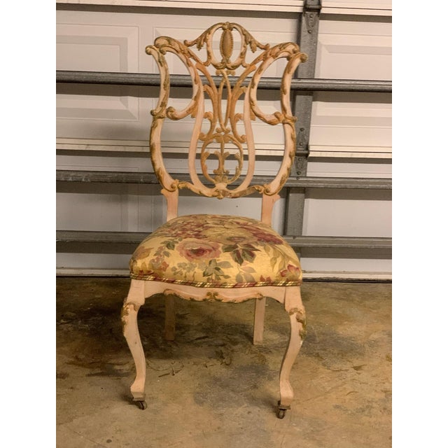 Late 19th Century Late 19th Century Rococo Revival–Style Ivory and Gold Pierced-Back Side Chair For Sale - Image 5 of 11