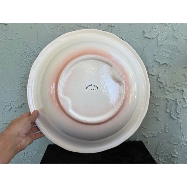 Vintage Peach Glazed Ceramic Wash Basin & Pitcher Set With Floral Motif – Victorian Revival For Sale - Image 11 of 12