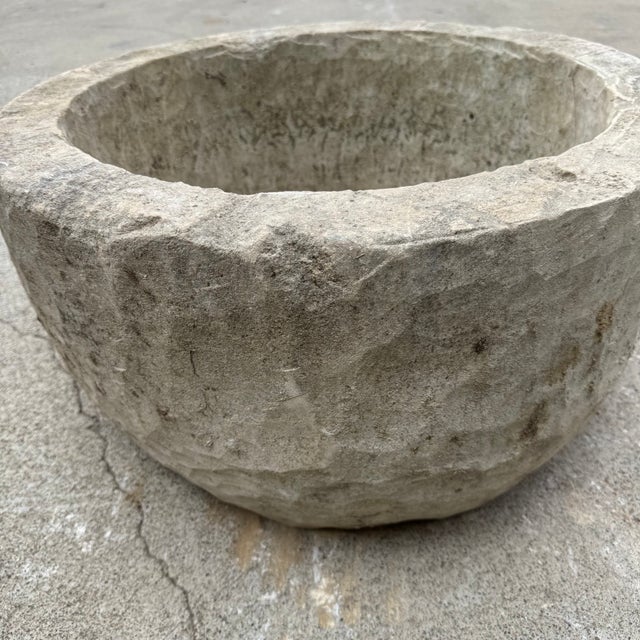 Contemporary Antique Limestone Trough 51626e 24" Dia For Sale - Image 3 of 6