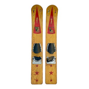 Circa 1940s Wood Delta Champ Waterskis Bathing Beauty Graphics, Pair