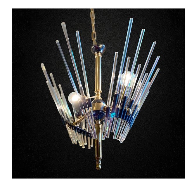 Gold Golden Era Chandelier in Brass and Glass in the style of Gaetano Sciolari, 1960s For Sale - Image 8 of 16