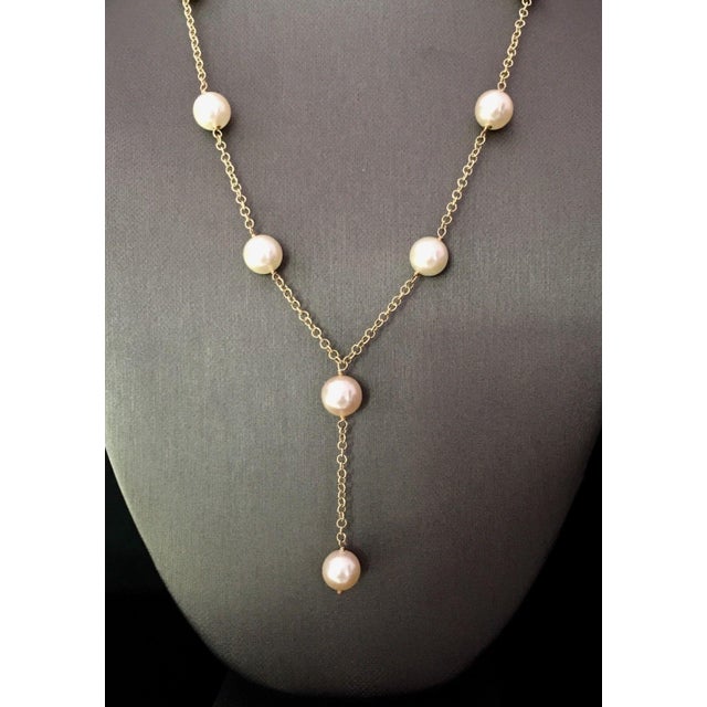 Metal Akoya Pearl Necklace 14 Karat Gold Large Italy Certified For Sale - Image 7 of 8