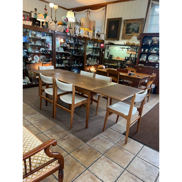 1950s Danish Teak Draw Leaf Dining Table With 6 Chairs Mid Century Modern For Sale - Image 11 of 11