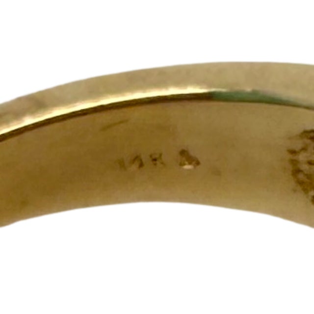 1950s Vintage 14k Gold Men's Peridot and Diamond Ring, Circa 1950s, Size 10.5 For Sale - Image 5 of 5