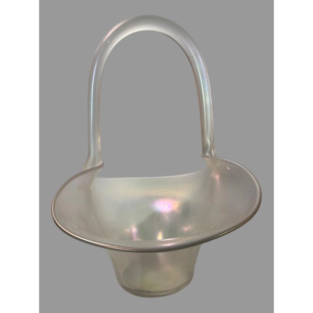 Mid 20th Century Antique 12" Steuben Verre De Soie Art Glass Basket For Sale - Image 5 of 12