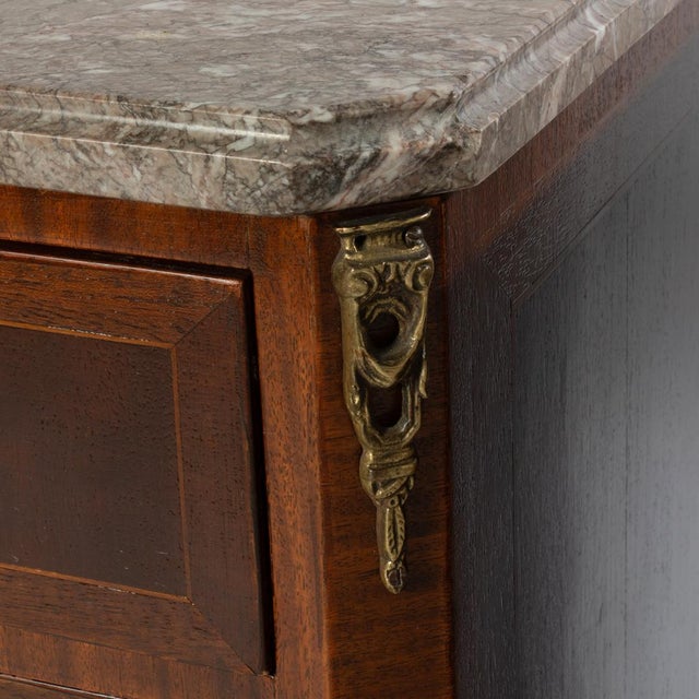 Pair of French Louis XV Style Marble Top 3 Drawer Stands For Sale - Image 13 of 15