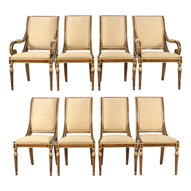 Karges Furniture Louis XVI Style Dining Chairs With Gilt Accents, Set of 8 For Sale