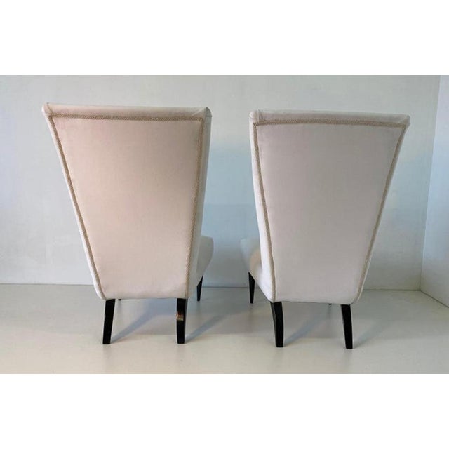 Textile Art Deco Italian Bedroom Armchairs in Velvet and Black Lacquered Wood, 1940s, Set of 2 For Sale - Image 7 of 10