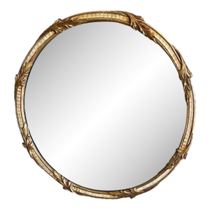 1930s Round French Rococo Style Giltwood Wall Mirror