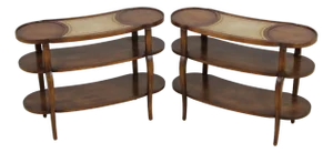 Pair of Baker Three-Tier Leather Top Stands