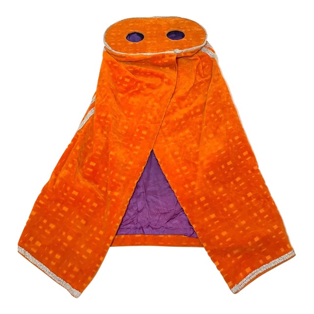 Rare Antique Hand Embroidered Judaica Jewish Orange Torah Mantel Scroll Cover For Sale