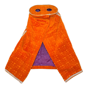 Rare Antique Hand Embroidered Judaica Jewish Orange Torah Mantel Scroll Cover