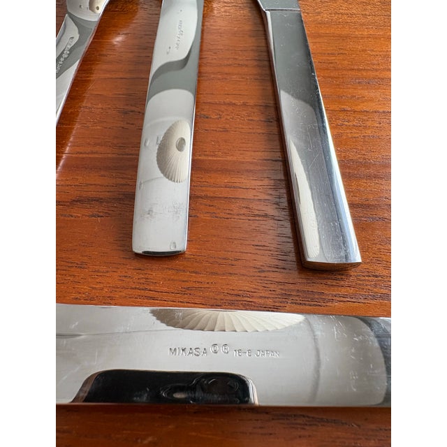 Silver Late 20th Century Mikasa Profile Japan Modernist Stainless Flatware Set 59 Pieces Service for 11+ For Sale - Image 8 of 12