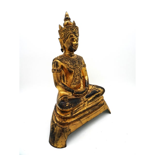 Ayutthaya Phra Chai Bronze Adjustable Gilded Table Lamp, 1960s For Sale - Image 15 of 18